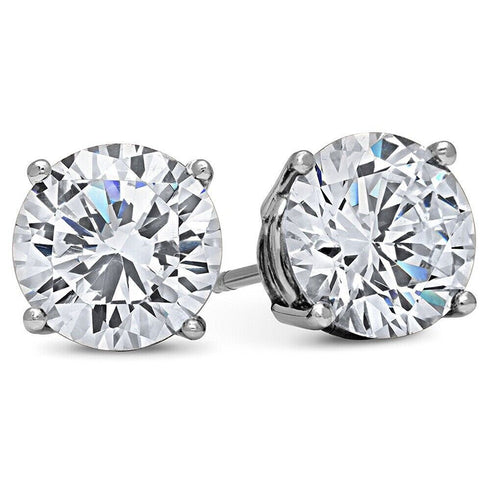 Brilliant Cut 18K White Gold Plated Cubic Zirconia Men Women Solitaire Earrings